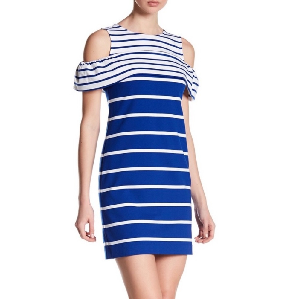 VINCE CAMUTO cold shoulder striped women’s dress Size 4
